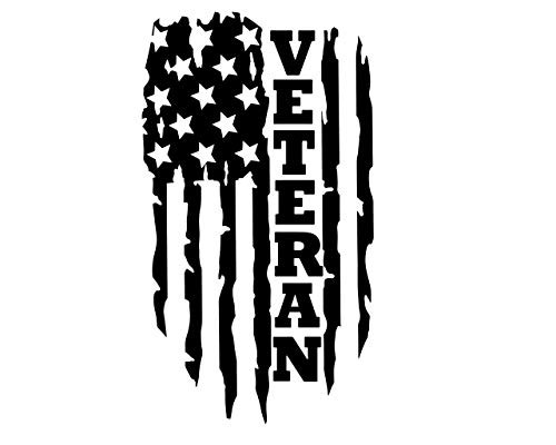 Custom Vinyl Distressed American Flag Veteran Decal - Soldier Bumper Sticker, for Tumblers, Laptops, Car Windows - Patriotic Military Decal