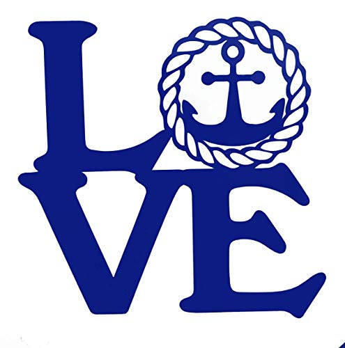 Custom Vinyl Love Nautical Anchor Sticker - Beach Love Decal, Sailing Bumper Sticker for Tumblers, Laptops, Car Windows