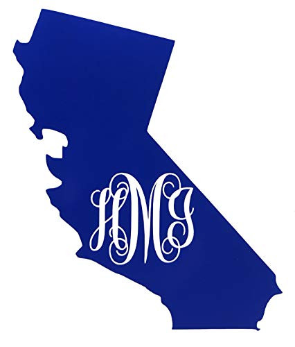 Custom California Vine Monogram Vinyl Decal Bumper Sticker, for Tumblers, Laptops, Car Windows - Fancy Letter Initial State Design