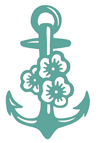 Custom Vinyl Hibiscus Boat Anchor Decal, Nautical Love Bumper Sticker, for Tumblers, Laptops, Car Windows