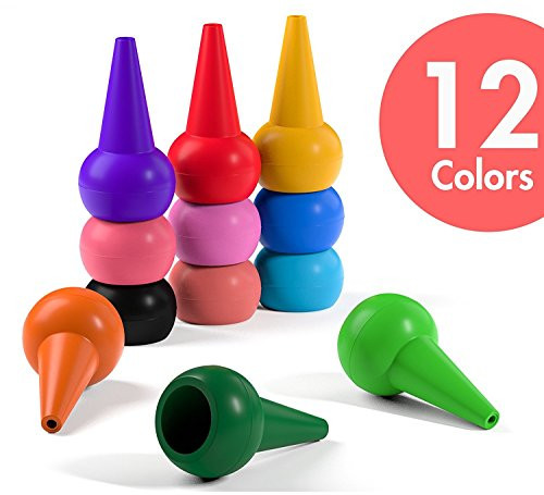 MDORANGE Crayons for Toddlers, 12 Colors Baby Crayons Washable Sticks Stackable Toys for Kids, Child Non-Toxic and Safety Crayons(Small Finger Crayons)