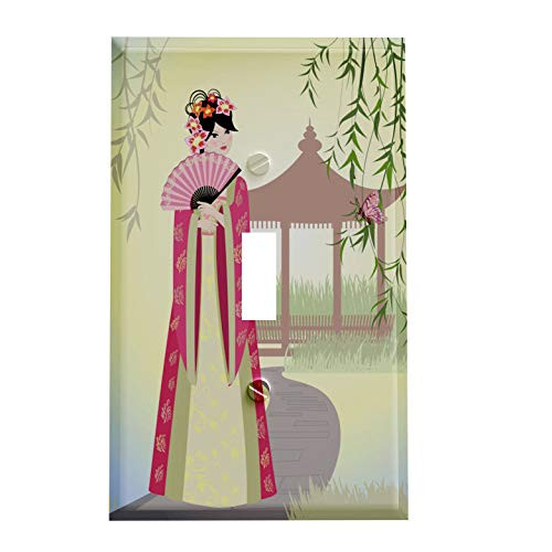 China Girl with Fan Switchplate - Switch Plate Cover Decorative Single 1 Toggle Wall Decor