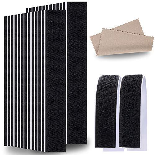 24PCS Self Stick Hook Loop Fasteners, Heavy Duty Double Sided Adhesive Strips Sticky Back Fastener for Mounting Hanging or Organizing Items, 1x7 Inch