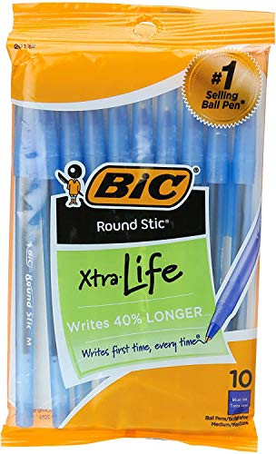 BIC Round Stic Ball Pen, Blue, 10 ct -Pack of 3-
