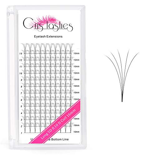 Premade Volume Eyelash Extensions 5D 0.10 D Curl 16mm 13 Rows Premade Fans Eyelash Extensions Volume Eyelash Extensions C D Curl 10-18mm Pre made Lash Fans Long Stem Matte Black-5D 0.10 -D 16mm-