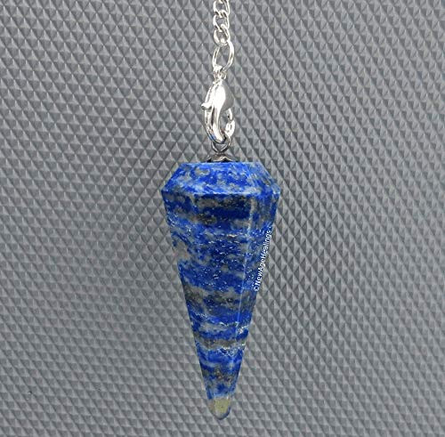 Amazing Gemstone Lapis Lazuli Crystal Pendulum for Divination - Dowsing Pendulum Necklace with Chain and Crystal Ball for Reiki Healing and Crystal Grid Meditation Amazing Gemstone Lapis Lazuli Crystal Pendulum for Divination - Dowsing Pendulum Necklace with Chain and Crystal Ball for Reiki Healing and Crystal Grid Meditation
