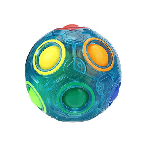 Tidget Balls Magic Rainbow Puzzle Ball Cube Fun Stress Reliever Magic Ball Brain Teaser Fidget Toys for Kids  and  Adults -Luminous Blue, One Size-