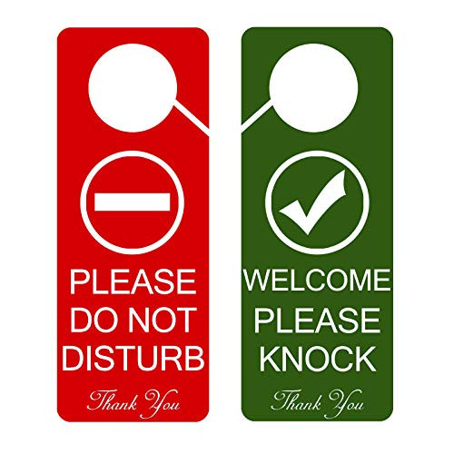 2 Pack Do Not Disturb Door Hanger Sign, pvc Double Sided Welcome Please Knock Sign, Please Do Not Disturb Sign for Office Home Clinic Dorm Hotel Online Class and Meeting Session ?big?