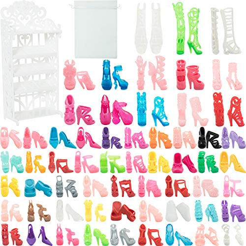SOTOGO 62 Pieces Doll Shoes for 11.5 Inch Girl Dolls Include 60 Pairs Doll Shoes Replacement Playset Accessories Different High Heel Shoes Boots Accessories, Doll Shoe Rack and Storage Bag for Shoes SOTOGO 62 Pieces Doll Shoes for 11.5 Inch Girl Dolls Include 60 Pairs Doll Shoes Replacement Playset Accessories Different High Heel Shoes Boots Accessories, Doll Shoe Rack and Storage Bag for Shoes