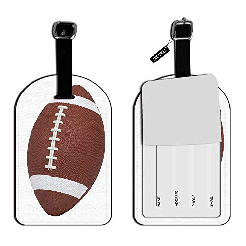 Nicokee Football Ball Luggage Tags Travel Luggage Tags Travel Suitcase Bag Labels Checked Baggage Tags