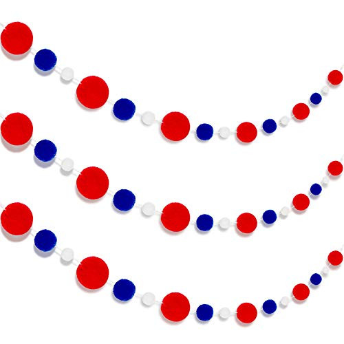 3 Pieces Assorted Sizes Pom Pom Garlands Red White Blue Felt Ball Garlands 4th of July Pom Pom Garlands Patriotic Pom Pom Garlands for Patriotic Party Indoor Outdoor Hanging Decor 3 Pieces Assorted Sizes Pom Pom Garlands Red White Blue Felt Ball Garlands 4th of July Pom Pom Garlands Patriotic Pom Pom Garlands for Patriotic Party Indoor Outdoor Hanging Decor