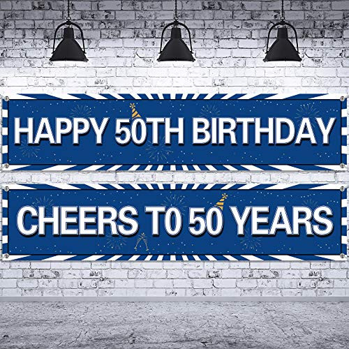 2 Pieces Happy 50th Birthday Banner Cheers to 50 Years Birthday Party Banner 50th Birthday Yard Sign Blue Birthday Banner for Indoor Outdoor 50th Birthday Anniversary Party Decoration 2 Pieces Happy 50th Birthday Banner Cheers to 50 Years Birthday Party Banner 50th Birthday Yard Sign Blue Birthday Banner for Indoor Outdoor 50th Birthday Anniversary Party Decoration