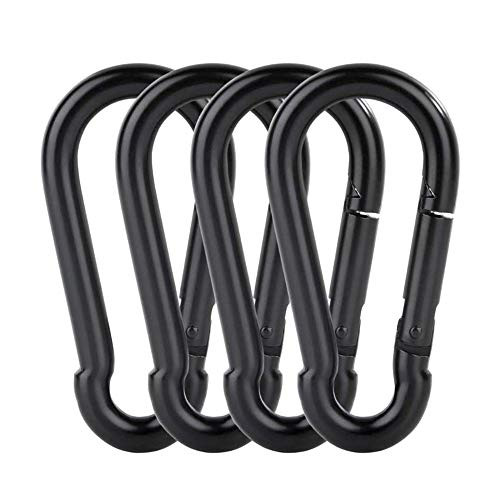 Black Carabiner Clip, 3" Heavy Duty Carabiners Clips Hook, Spring Snap Hook Quick Link Buckle Clip for Outdoor Camping Hiking Hammock Swing