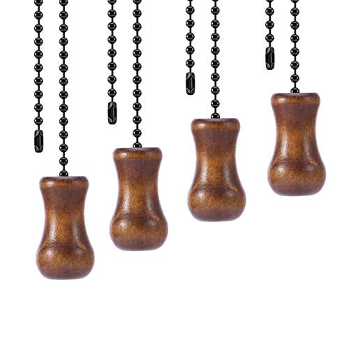 Ceiling Fan Chain Pulls Walnut Wooden Pull Chain Extension for Ceiling Light Fan Chain 4 Pack with 4 Styles -B-