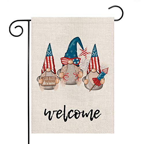 God Bless America Fourth of July Garden Flag Gnomes USA Flag Burlap Vertical Double Sided Patriotic Outdoor Decorations Yard Decor 12.5 x 18 Inch God Bless America Fourth of July Garden Flag Gnomes USA Flag Burlap Vertical Double Sided Patriotic Outdoor Decorations Yard Decor 12.5 x 18 Inch