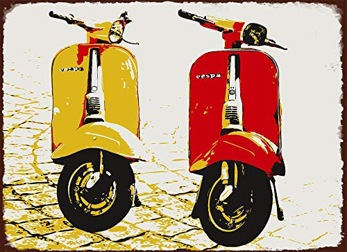 Oulili Metal Sign - Vintage Vespa Tin Sign Retro Plaque Poster 8X12 Inch Wall Decor