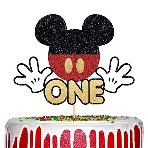 Mickey One Cake Topper, 1st Birthday Cake Topper, Glitter Mickey Inspired Cake Decor Boys Birthday Party Supplies Mickey One Cake Topper, 1st Birthday Cake Topper, Glitter Mickey Inspired Cake Decor Boys Birthday Party Supplies