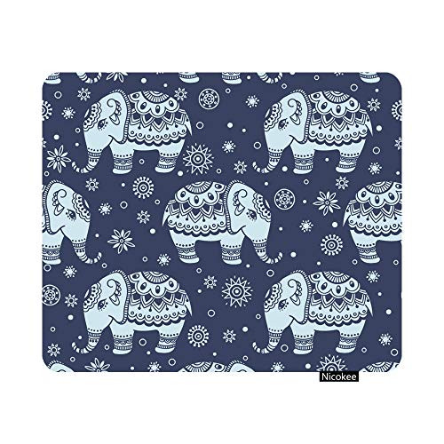Nicokee Beautiful Elephant Gaming Mouse Pad Elephants India Cute Mum Gift Non-Slip Rubber Mouse Pad for Computers, Laptop, Office, Home Rectangle Personalized Mousepad 9.5 Inch x 7.9 Inch