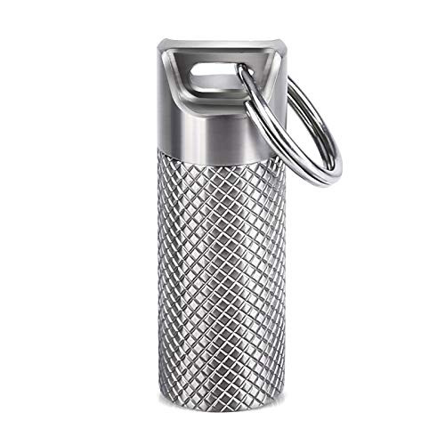 Mini Pill Fob, Opret Titanium Pill Holder with Keychain  and  Necklace, Waterproof Pill Case for Emergency Aspirin  and  Nitroglycerin for Travel Purse Pocket EDC Accessory