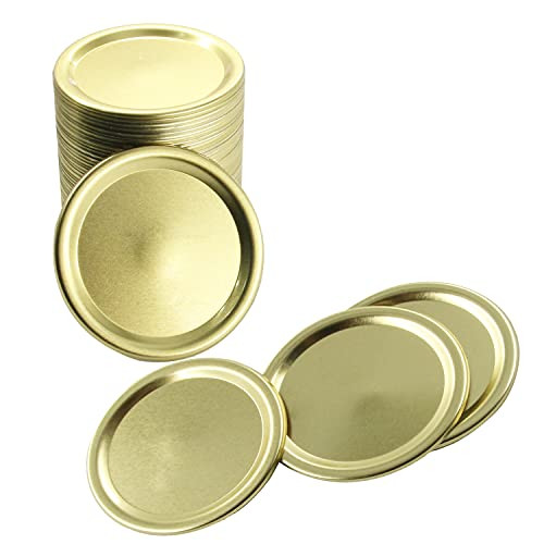 Canning Lids Regular Mouth-Mason Jar Lids with Silicone Seals Rings Fits Ball, Kerr Jars Split-type Leak Proof, Gold/24 Count -Only Lids- Canning Lids Regular Mouth-Mason Jar Lids with Silicone Seals Rings Fits Ball, Kerr Jars Split-type Leak Proof, Gold/24 Count -Only Lids-