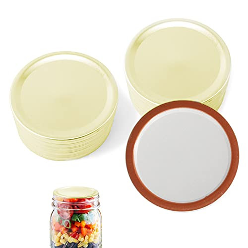Canning Lids Wide Mouth - Mason Jar Lids Wide Mouth with Silicone Seals Rings for Ball or Kerr Jars, Leak Proof Airtight Split-type Canning Lids, Golden/24 Count -Only Lids- Canning Lids Wide Mouth - Mason Jar Lids Wide Mouth with Silicone Seals Rings for Ball or Kerr Jars, Leak Proof Airtight Split-type Canning Lids, Golden/24 Count -Only Lids-