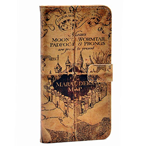 Hogwarts Marauder's Map Vintage Old Pattern Slim Wallet Card Flip Stand Leather Pouch Case Cover For Apple iphone 5 iphone 5S SE
