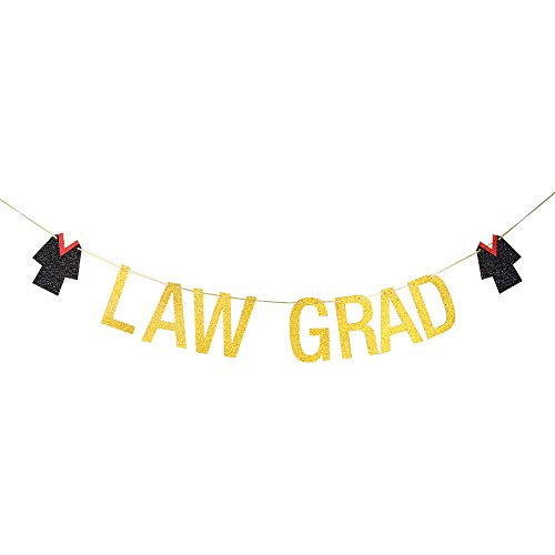 Law Grad Banner, Law School, Congratulations Grad 2021 The Lawyer Graduation Party Bunting Decor Decorations Supplies Backdrop - Gold Glitter