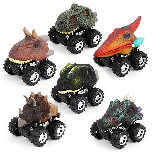 Dinosaur Toys Pull Back Car - Dino Toys for Kids 3-6 Year Old ,Pull Back Dinosaur Vehicles Toys for Boys 6 Pack -A-