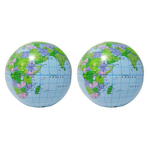 NUOBESTY Inflatable Globe PVC World Globe Inflatable Earth Beach Ball for Beach Playing or Teaching Educational Materials Home Decorations 2pcs