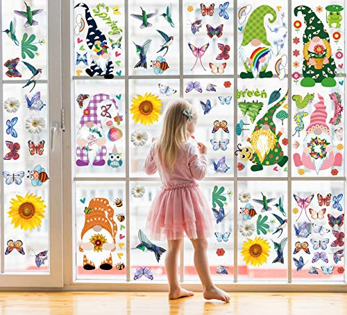 Spring Butterfly Window Clings Flower Stickers Cling Decor Removable Window Stickers Spring Vinyl Cling Butterfly Stickers Cling for Window Decor Spring Party -Spring-