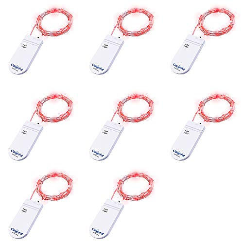 8 Pack Mini Fairy String Light 7.2ft Micro 20 LEDs Battery Operated Starry String Lights on Silver Copper Wire Led String Light for DIY Christmas Wedding Bedroom Halloween Party Table Decor -RED-