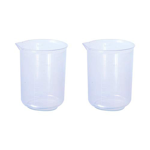 Othmro Measuring Cup 300ml PP Plastic Graduated Beaker Transparent with Handle for Lab Kitchen Liquids 2pcs