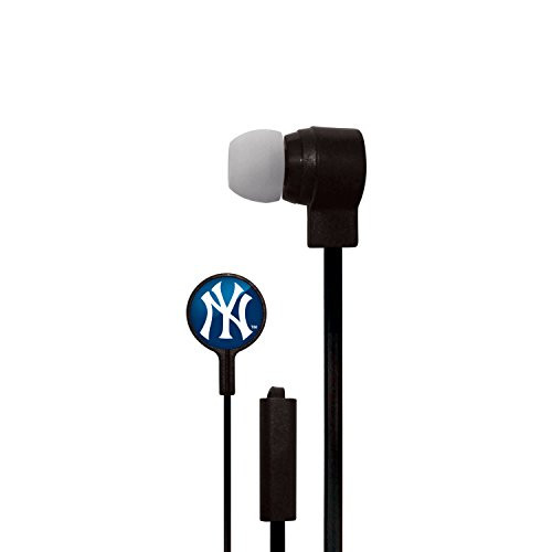 Mizco MLB New York Yankees Big Logo Cord Earbuds, Small, Black