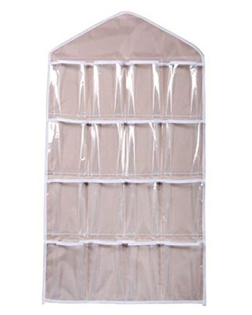 Zentto 16 Pockets Clear Hanging Storage Bag Over The Door Oxford Waterproof Wall Door Closet Organiser for Underwear Bra Socks Closet Storage Organizer-Gray