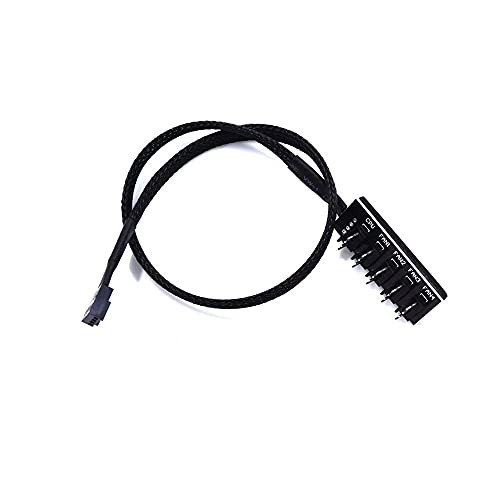 PWM Fan Hub Splitter,PC CPU Cooling 4 PIN/3PIN Fan Power Cable Hub Splitter Adapter Sleeved PWM Case Fan Splitter for 12V Desktop Computer Cooler Case Fans 1 to 5 Way -15.7 Inch-