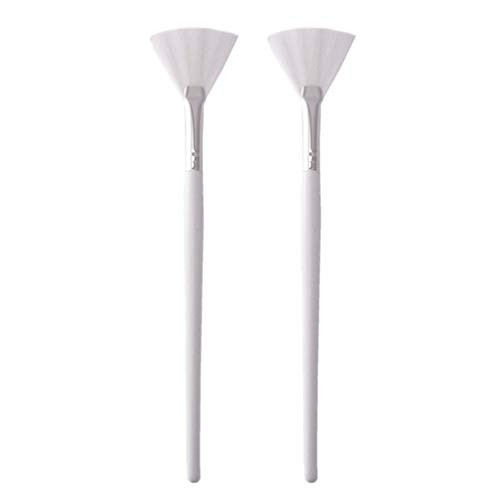 HEALLILY 2 Pcs Fan Brushes Fan Cosmetic Applicator Fan Facial Brushes Fan Brushes Fan Applicator Brush for Mud Cream Makeup Beauty -White-