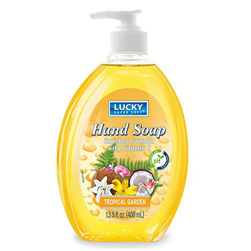 Lucky Super Soft Liquid Hand Soap, Tropical Garden, 13.5 Fluid Ounce