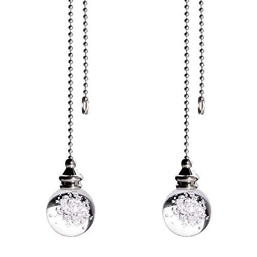 JVSISM 2Pcs Crystal Bubble Ball Dazzling Ceiling Fan Pull Chain Pull Chain Extension with for Ceiling Light Fan