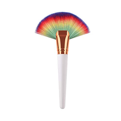 Large Fan Makeup Brush, Professional Wooden Handle Face Powder Contour Brush for Highlight and Bronzer -Black-