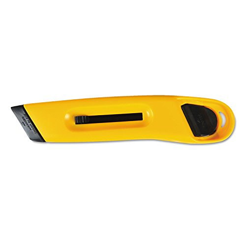 COSCO 091467 Plastic Utility Knife w/Retractable Blade  and  Snap Closure, Yellow