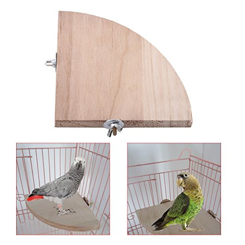 Syuantech Wooden Bird Cage Perch Stand Platform Fan Shape Parrot Hamster Small Animal Pet Budgie Toy