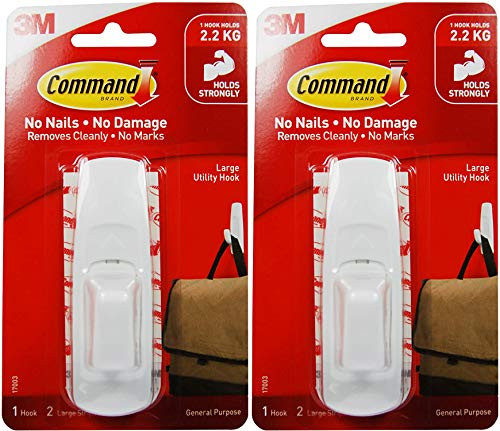 Command Large Utility Hook, White, 1-Hook, 2-Strips -17003ES-, 2 Pack Command Large Utility Hook, White, 1-Hook, 2-Strips -17003ES-, 2 Pack