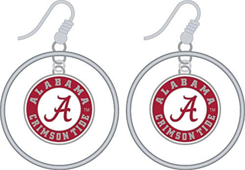 NCAA Alabama Crimson Tide Floating Logo Hoop Earrings
