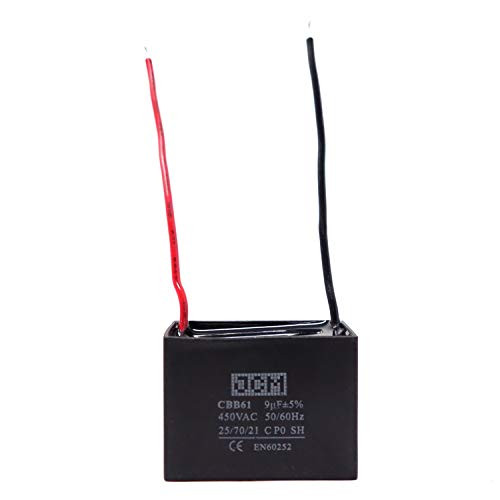 JCM 2 Wire Ceiling Fan Capacitor 9uF 450VAC CBB61