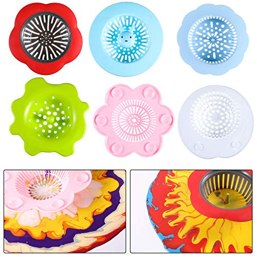 6 Pieces Acrylic Pouring Strainers Plastic Strainers Plastic Silicone Paint Sink Strainer for Paint Pouring Supplies