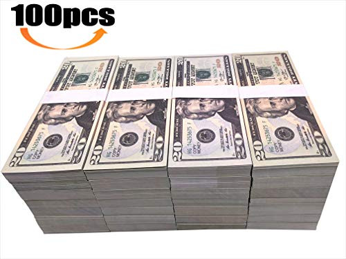 Motion Picture Money $2000 Prop Money Full Print 2 Sided $20 Dollar Bills Realistic Money Stacks,Copy Money Play Money That Looks Real for Movie,Videos, Birthday Party