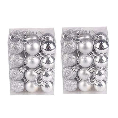CapsA 48PCS Christmas Balls Ornaments Glitter Baubles Ball Xmas Tree Ornament Decoration Xmas Balls Hanging Pendants Baubles Set for Holiday Wedding Party Decoration