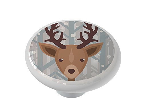 Winter Woodland Deer Ceramic Drawer Knob