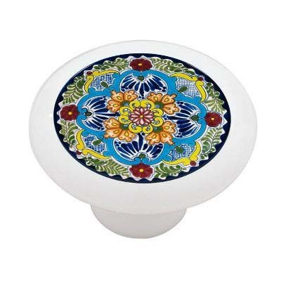 Mexican Talavera Flower Design Ceramic Drawer Knob