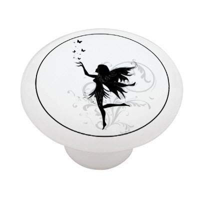 Butterfly Fairy Silhouette Ceramic Drawer Knob